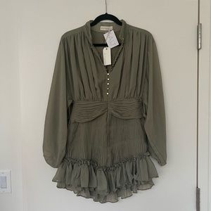 Gorgeous olive green ruffle dress